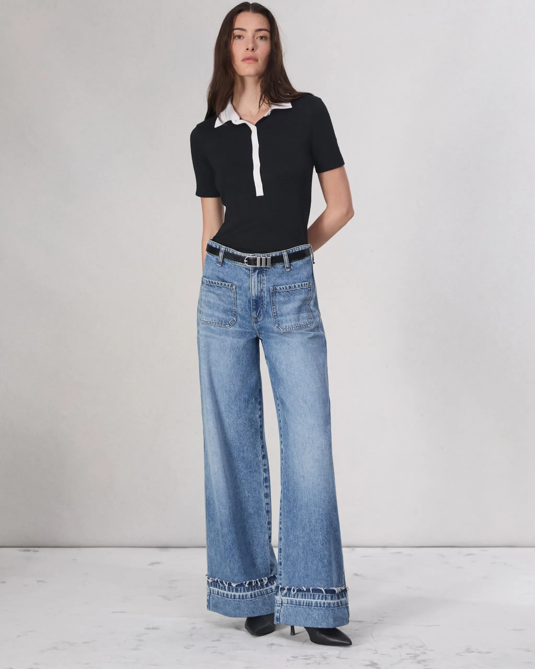 rag & bone The Knit Button Top Black Store