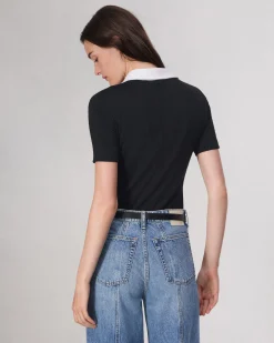 rag & bone The Knit Button Top Black Store