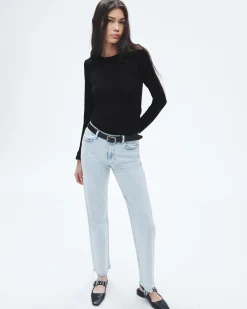 rag & bone The Knit Long Sleeve Tee Black New