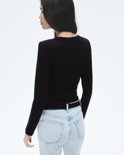 rag & bone The Knit Long Sleeve Tee Black New