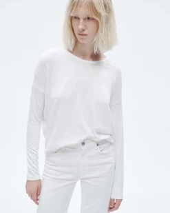 rag & bone The Knit Long Sleeve Tee White Clearance