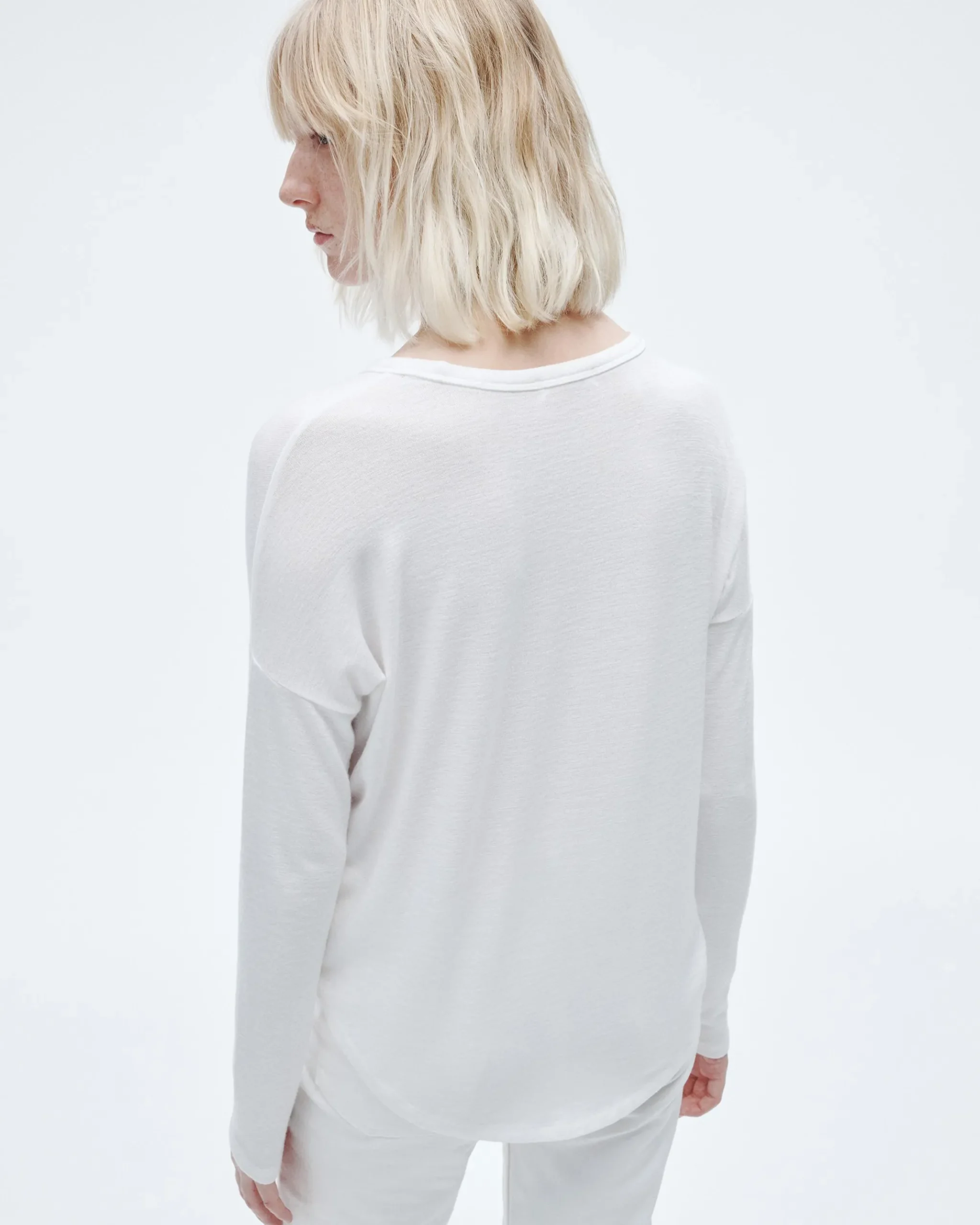 rag & bone The Knit Long Sleeve Tee White Clearance
