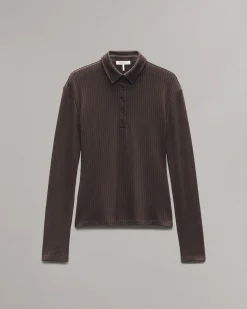 rag & bone The Knit Rib Polo Shirt Dark Chocolate Outlet