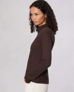 rag & bone The Knit Rib Polo Shirt Dark Chocolate Outlet