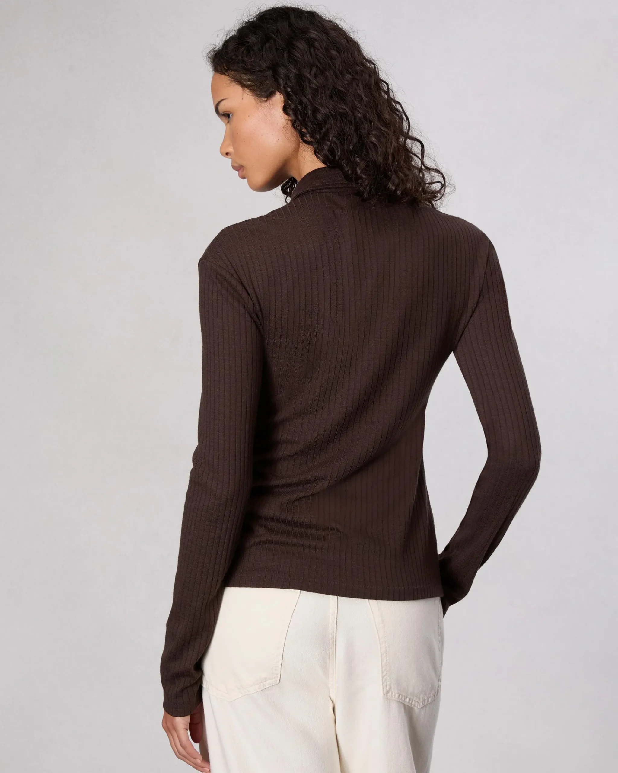 rag & bone The Knit Rib Polo Shirt Dark Chocolate Outlet