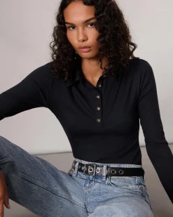 rag & bone The Knit Rib Polo Shirt Salute Shop
