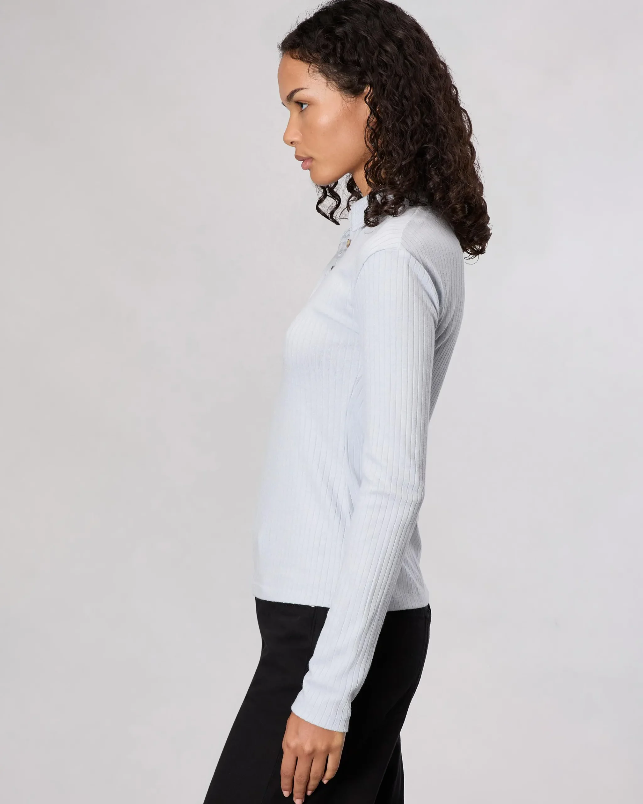 rag & bone The Knit Rib Polo Shirt Light Blue Cheap
