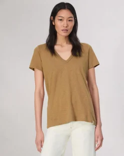 rag & bone The Slub V-Neck Tee Khaki New