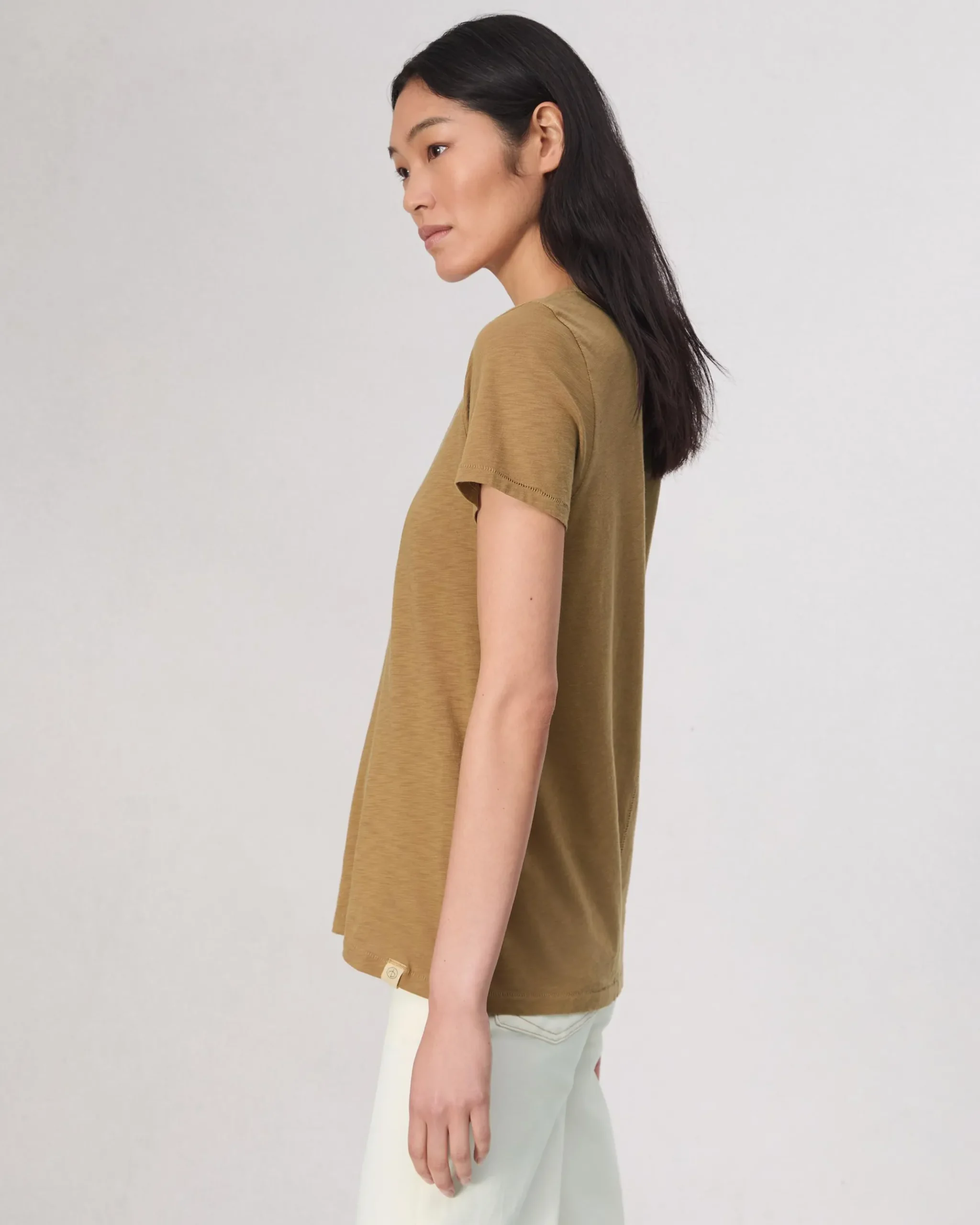 rag & bone The Slub V-Neck Tee Khaki New