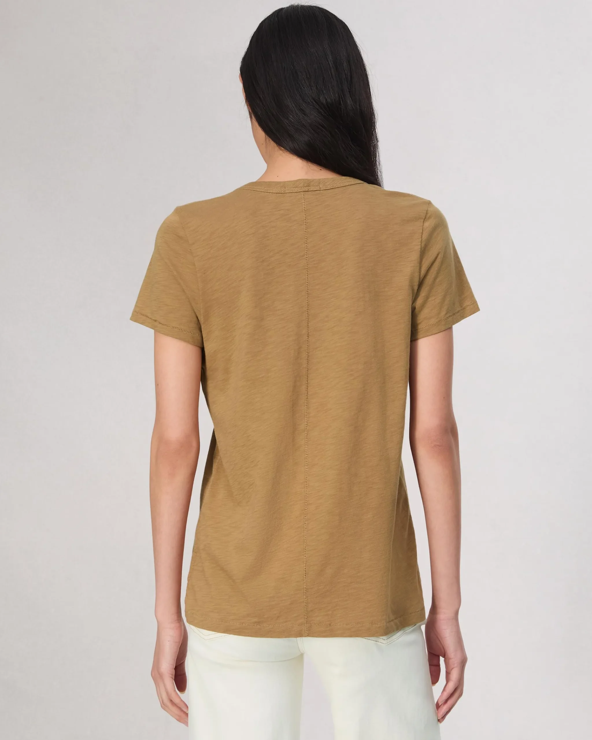 rag & bone The Slub V-Neck Tee Khaki New