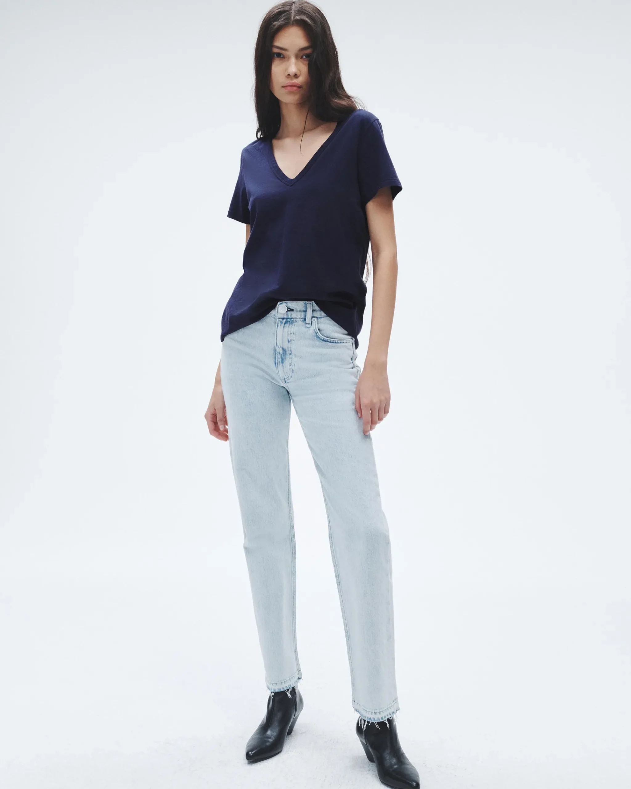 rag & bone The Slub V-Neck Tee Salute Best Sale