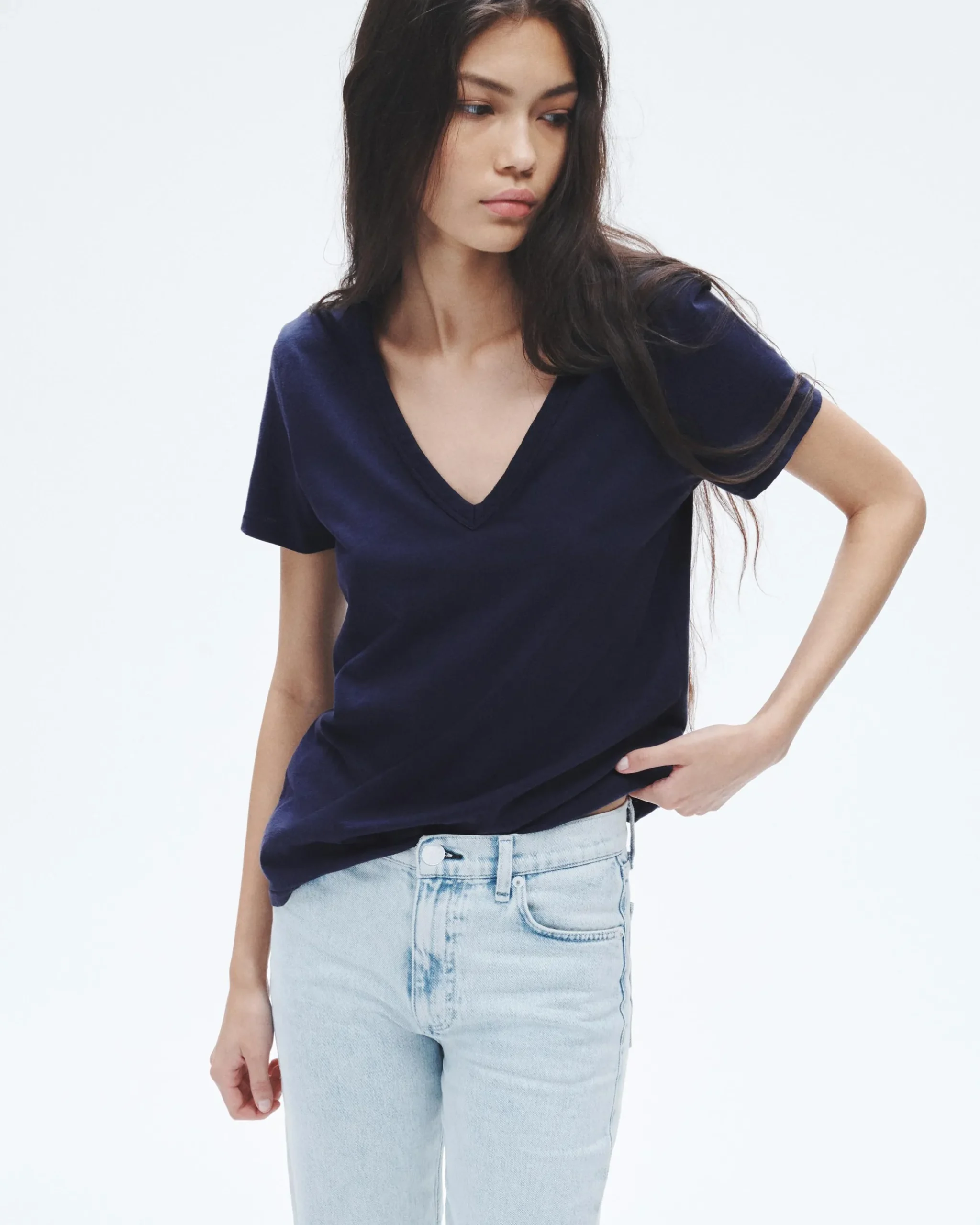 rag & bone The Slub V-Neck Tee Salute Best Sale