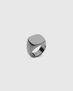 rag & bone The Square Signet Ring Black Titanium Store