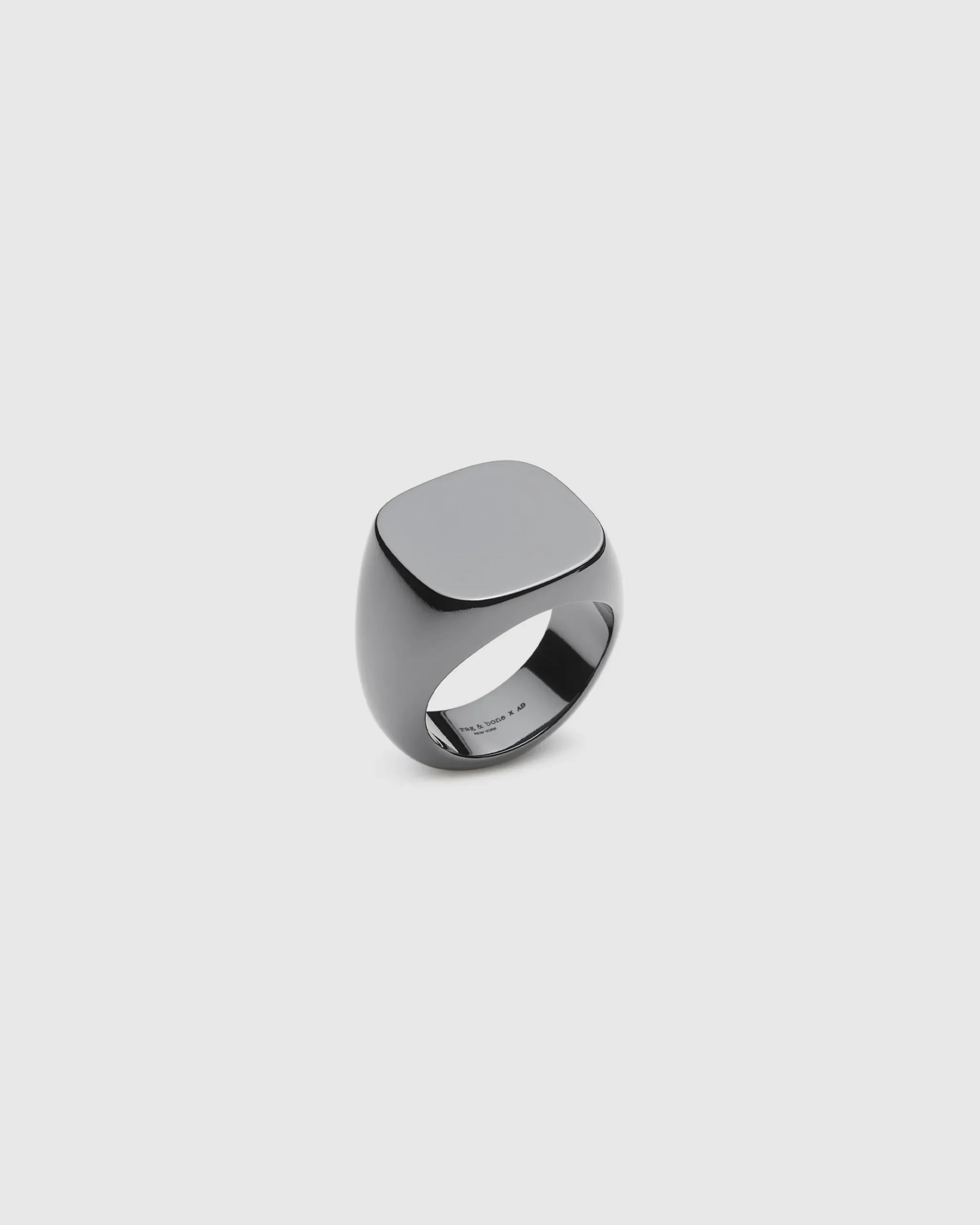 rag & bone The Square Signet Ring Black Titanium Store