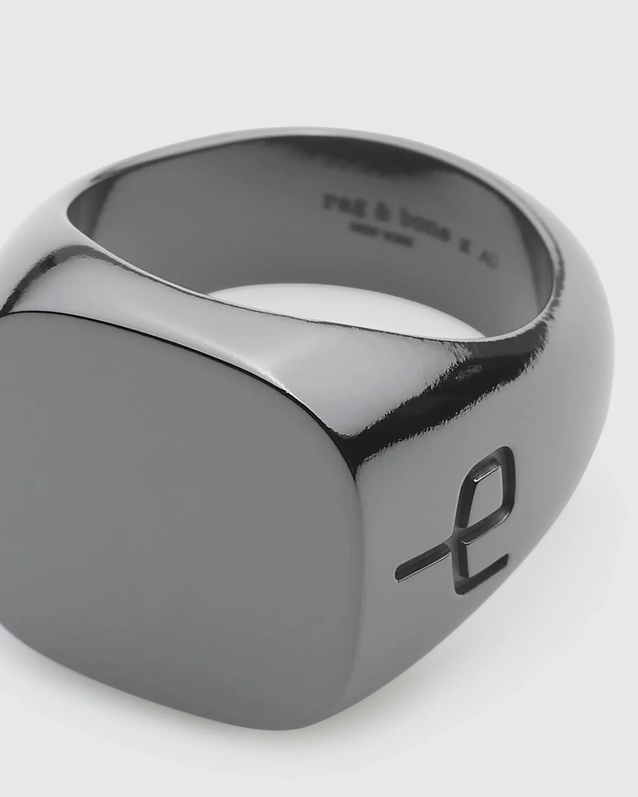 rag & bone The Square Signet Ring Black Titanium Store