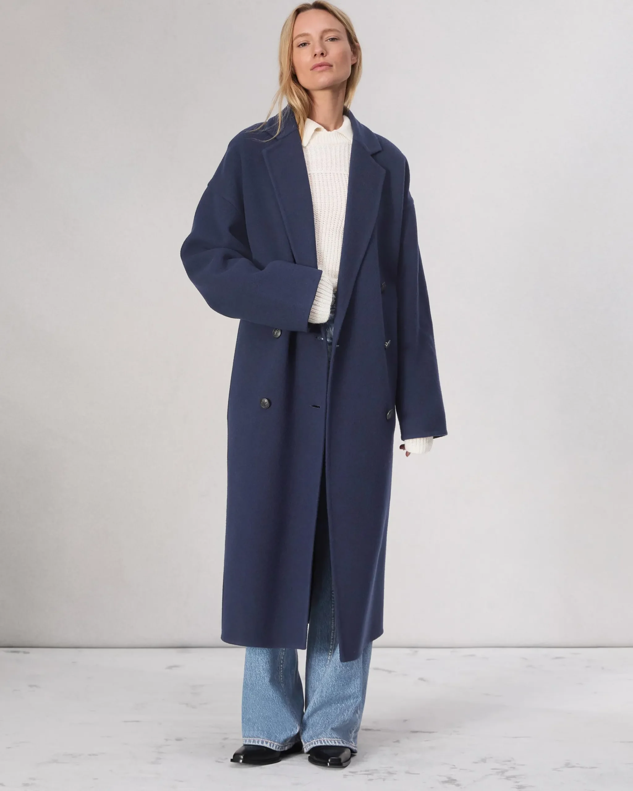 rag & bone Thea Wool-Blend Coat Navy Cheap