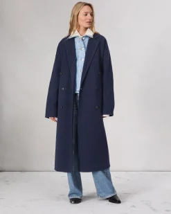rag & bone Thea Wool-Blend Coat Navy Cheap