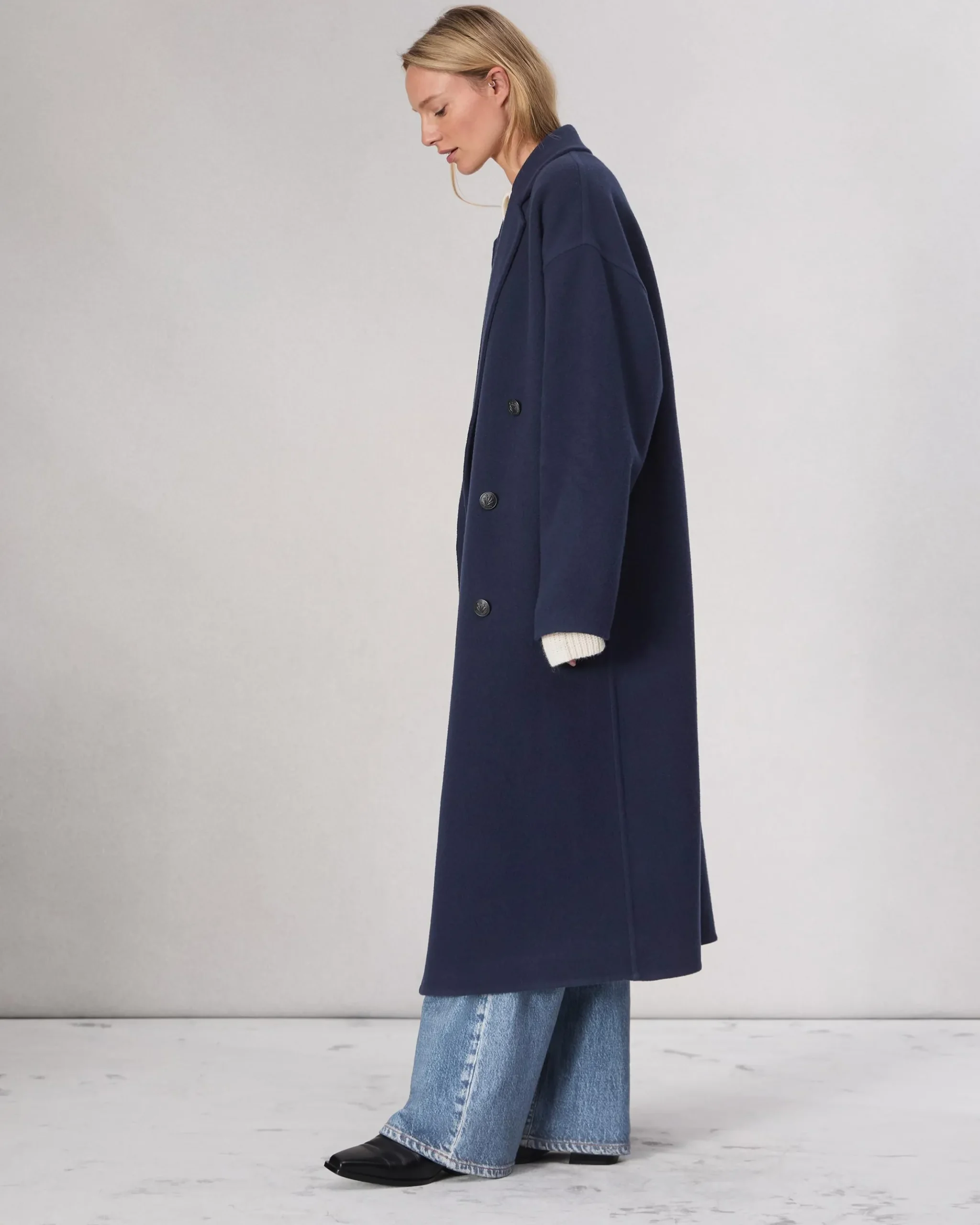 rag & bone Thea Wool-Blend Coat Navy Cheap