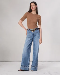 rag & bone Tina Washable Wool Crew Camel New