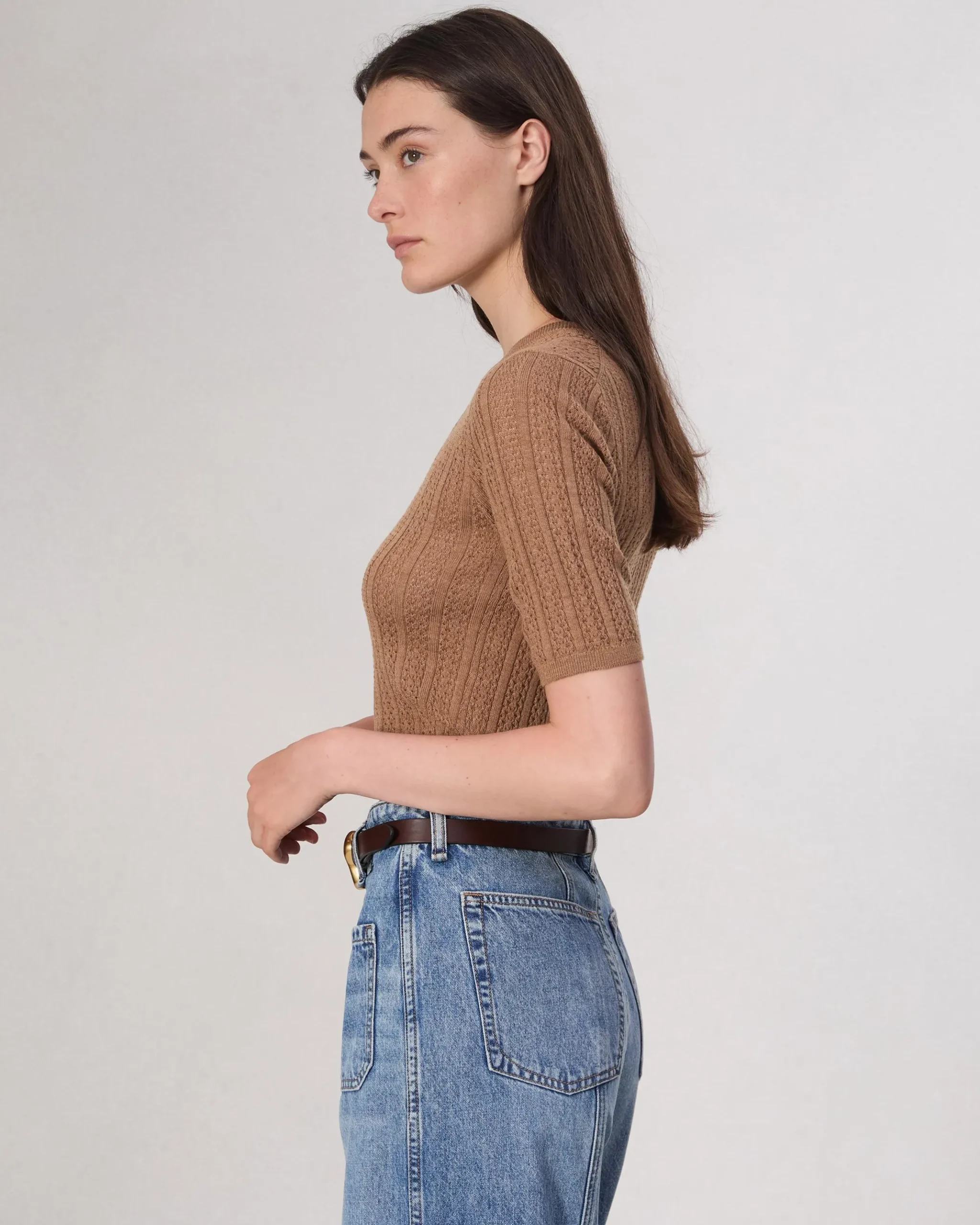 rag & bone Tina Washable Wool Crew Camel New