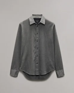 rag & bone Tomlin Stretch-Cotton Dobby Shirt Dark Grey Online