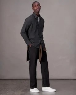 rag & bone Tomlin Stretch-Cotton Dobby Shirt Charcoal Grey New