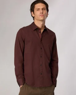 rag & bone Tomlin Stretch-Cotton Dobby Shirt Maroon Cheap