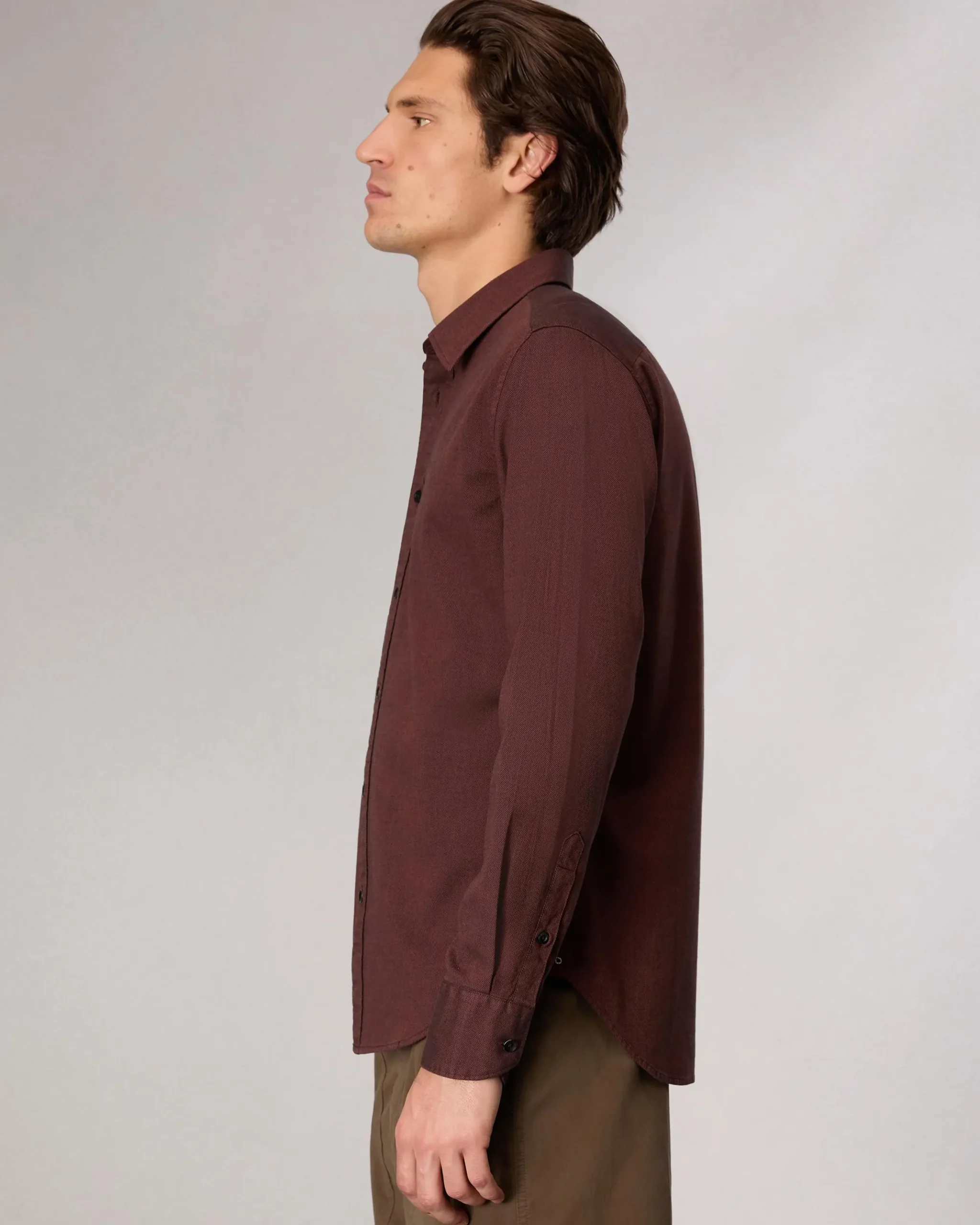 rag & bone Tomlin Stretch-Cotton Dobby Shirt Maroon Cheap
