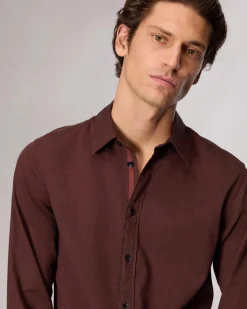 rag & bone Tomlin Stretch-Cotton Dobby Shirt Maroon Cheap