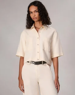 rag & bone Ultra Featherweight Lenna Shirt Ecru Store