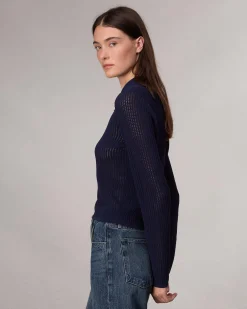 rag & bone Viola Polo Sweater Indigo Cheap