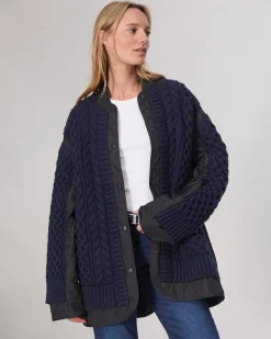rag & bone Winnie Mixed-Media Jacket Navy Hot