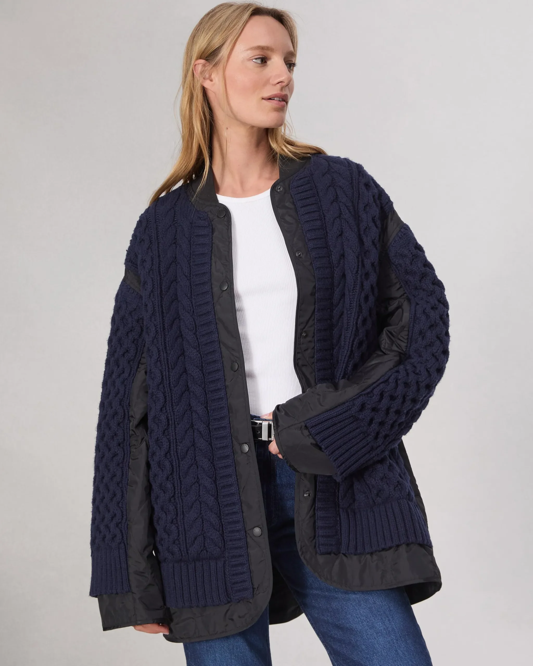 rag & bone Winnie Mixed-Media Jacket Navy Hot