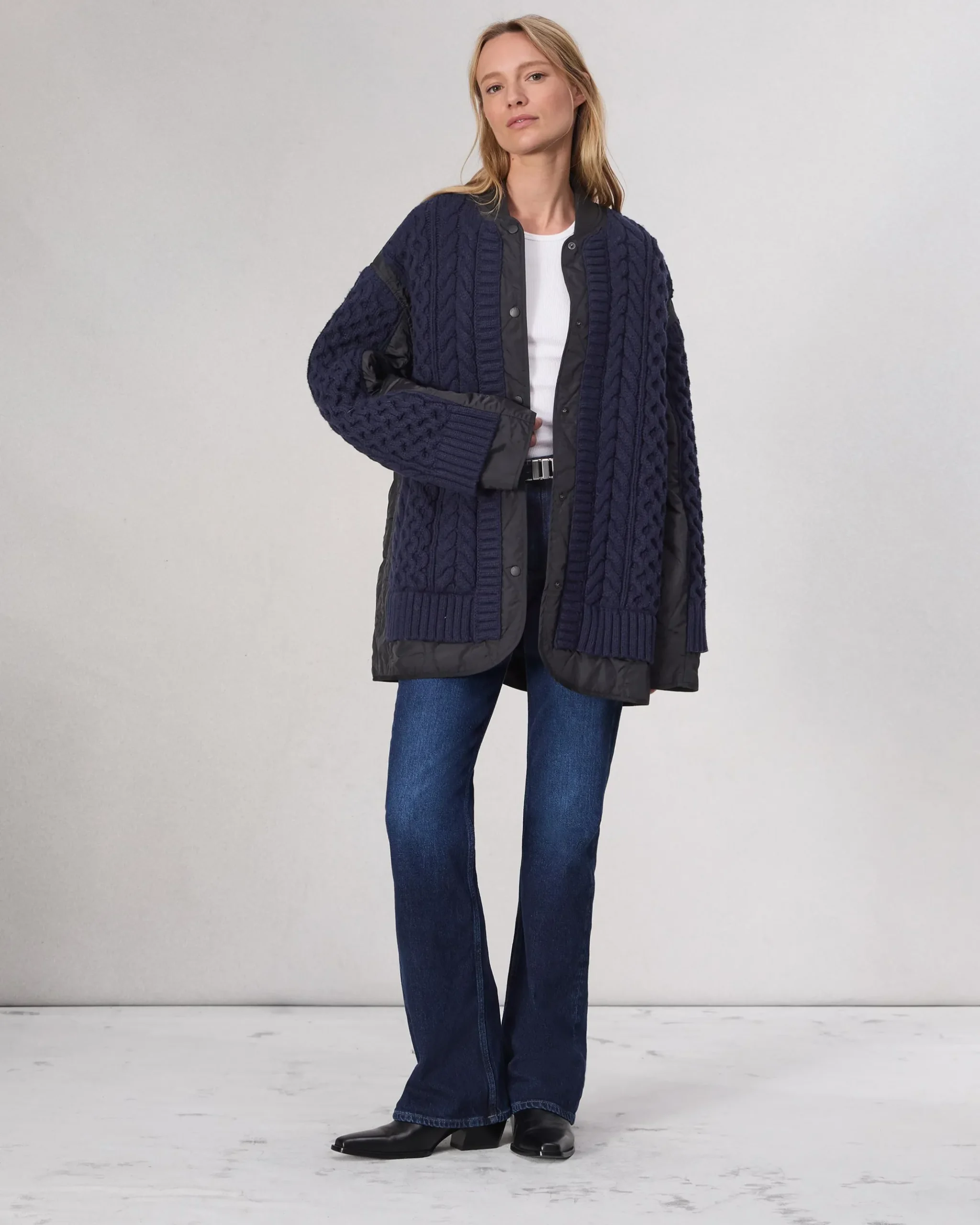 rag & bone Winnie Mixed-Media Jacket Navy Hot