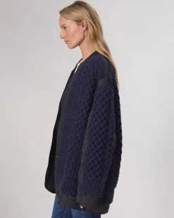 rag & bone Winnie Mixed-Media Jacket Navy Hot