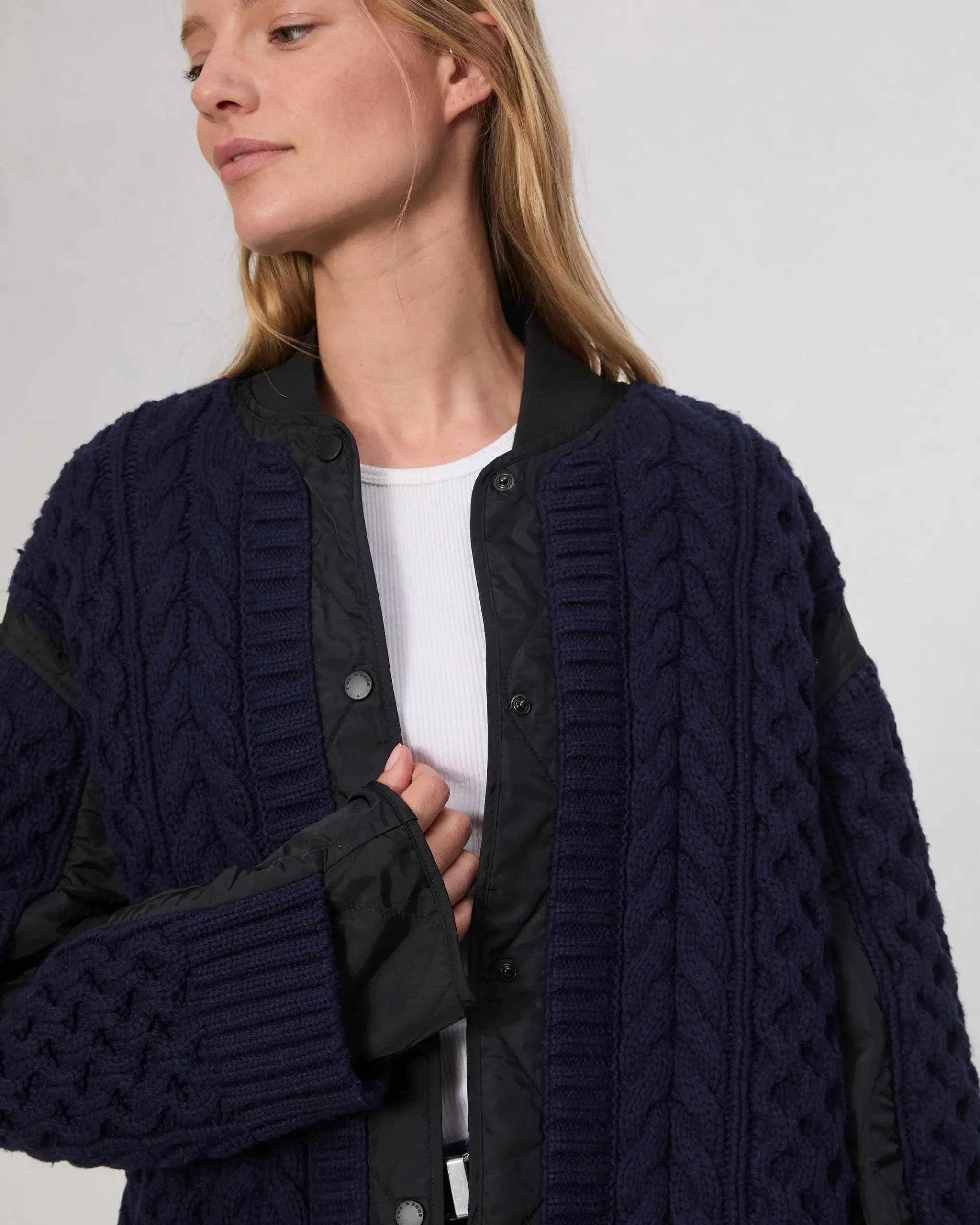 rag & bone Winnie Mixed-Media Jacket Navy Hot