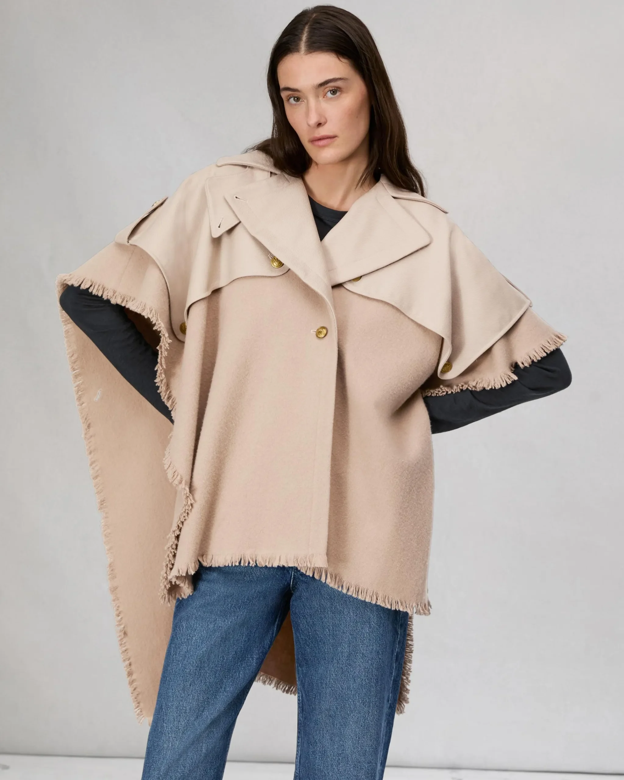 rag & bone Wool Trench Poncho Biscuit Online