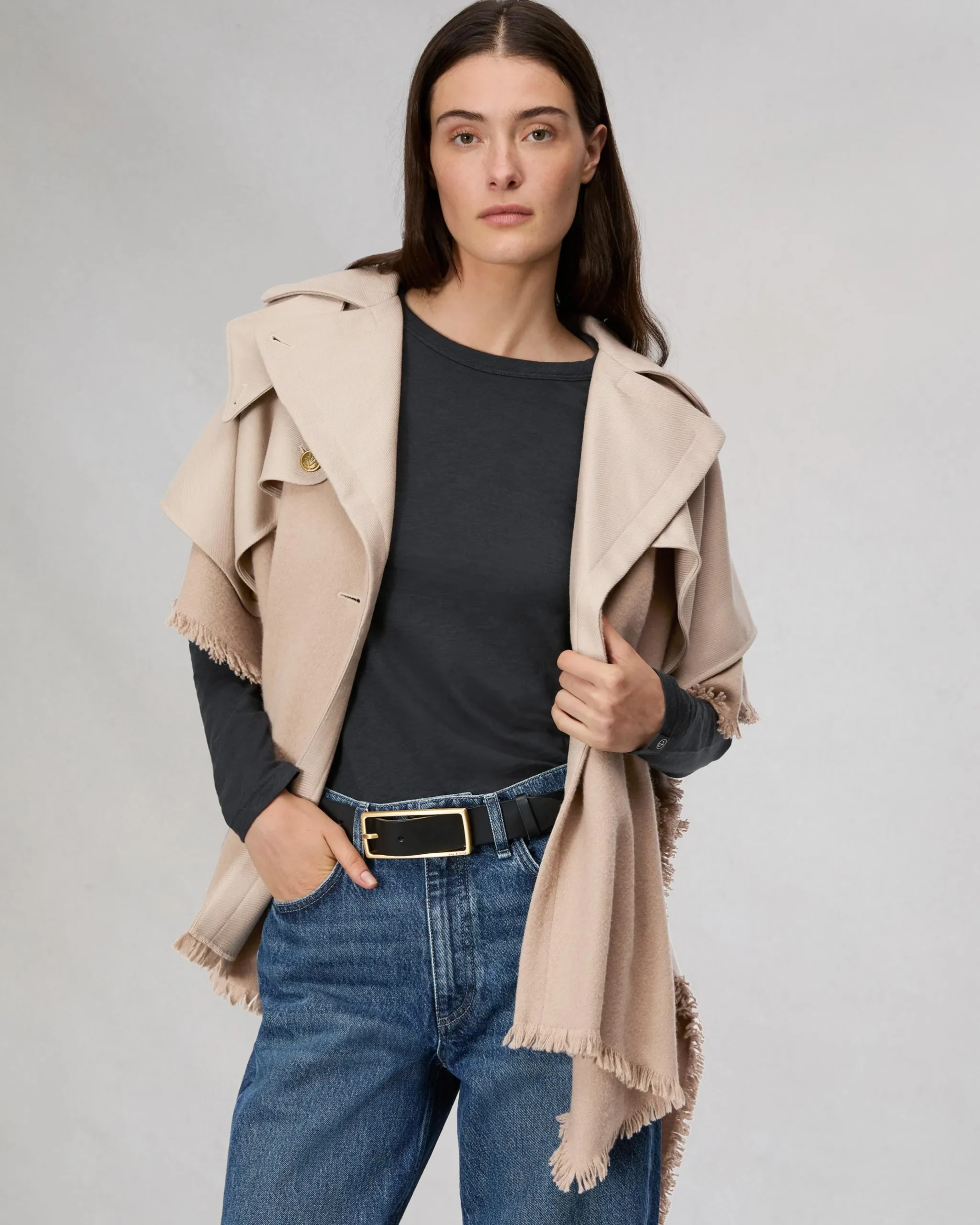 rag & bone Wool Trench Poncho Biscuit Online