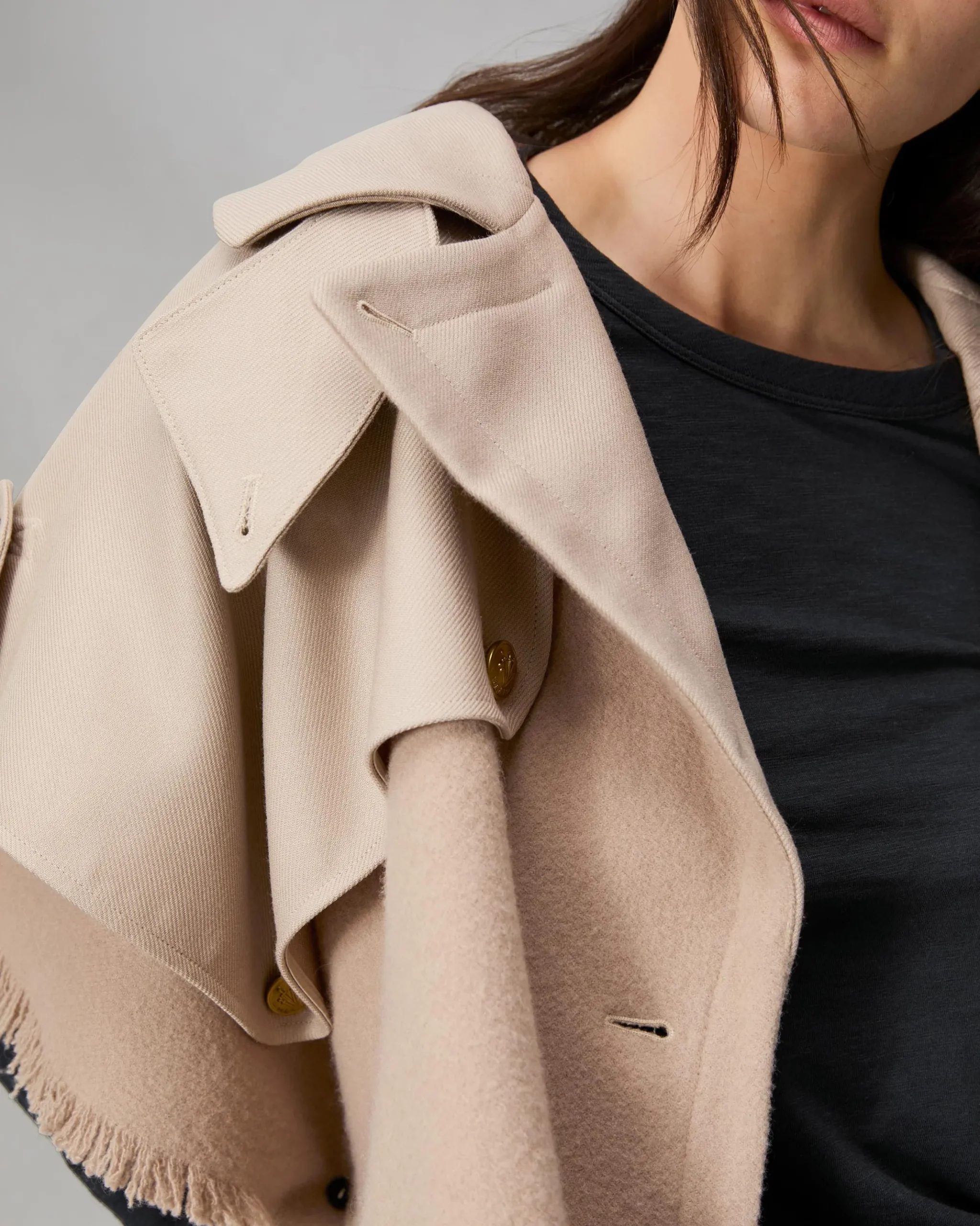 rag & bone Wool Trench Poncho Biscuit Online