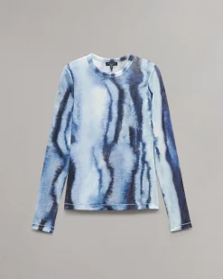 rag & bone Yana Stretch Mesh T-Shirt Blue Multi Fashion