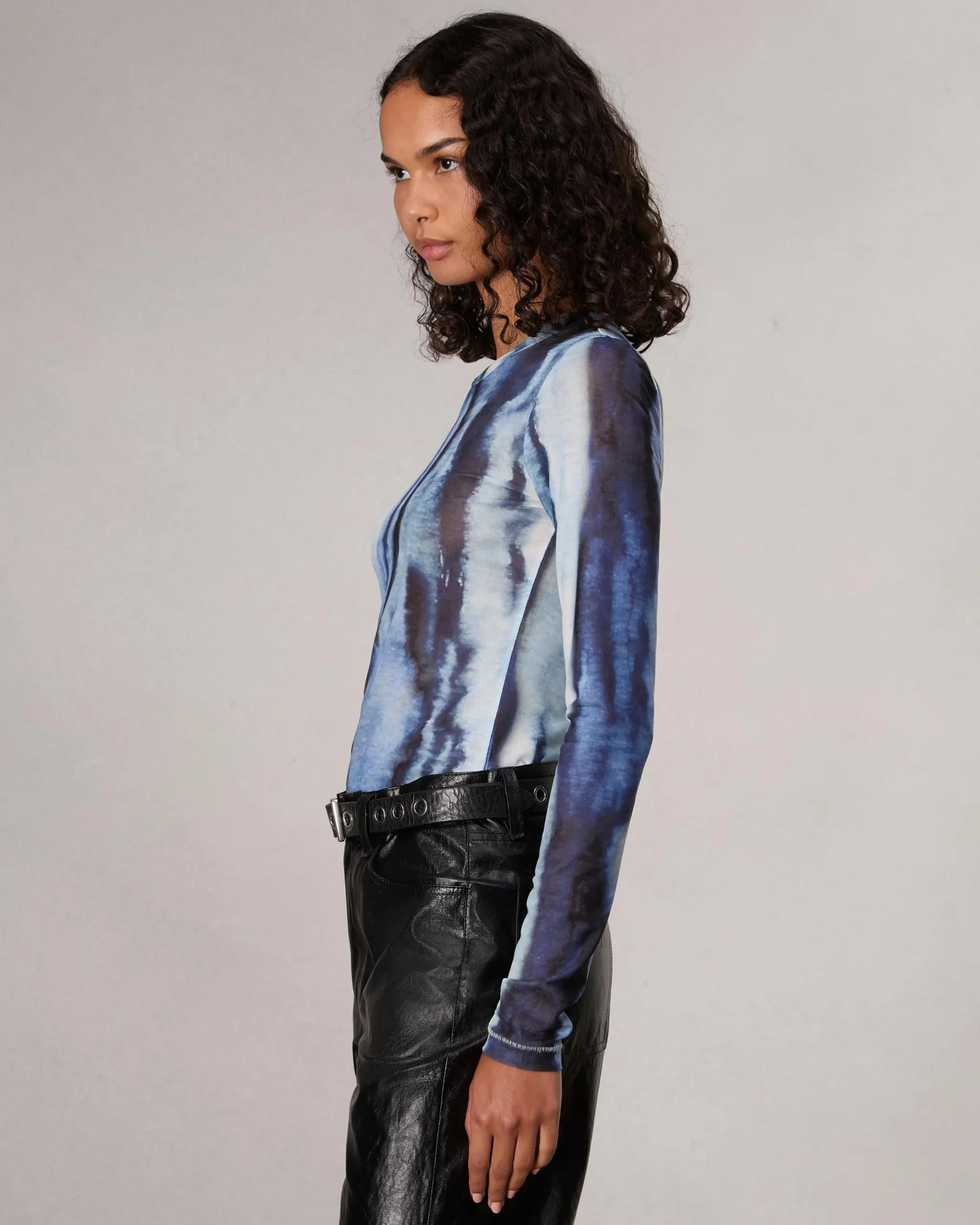 rag & bone Yana Stretch Mesh T-Shirt Blue Multi Fashion